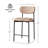 Modern Bar Stools Set of 2, 24 Inch Upholstered Fabric Counter Height Stools with Curved Backrest & Black Metal Legs, Wood Grain Back Bar Chairs for Kitchen Island-1531010552-1531010556