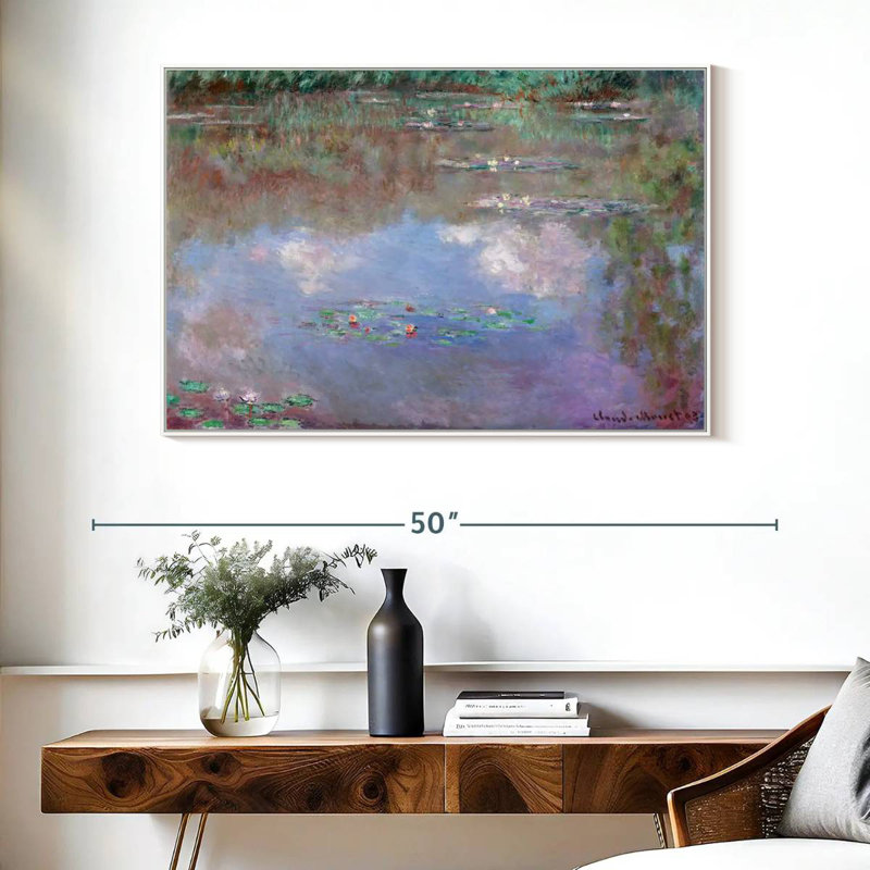 Water Lilies Clouds 1903, Floating Frame White, 40" X 27"