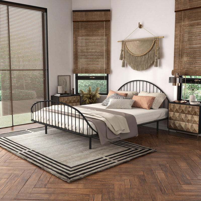 Anguilla Arched Metal Platform Bed, Queen, Black