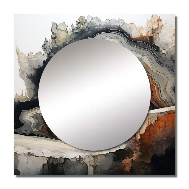 Delainy - Art mural miroir en pierre géode carrée pour salle de bain, 23 po x 23 po