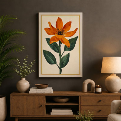 Orange Bloom Study Botanical - Wrapped Canvas