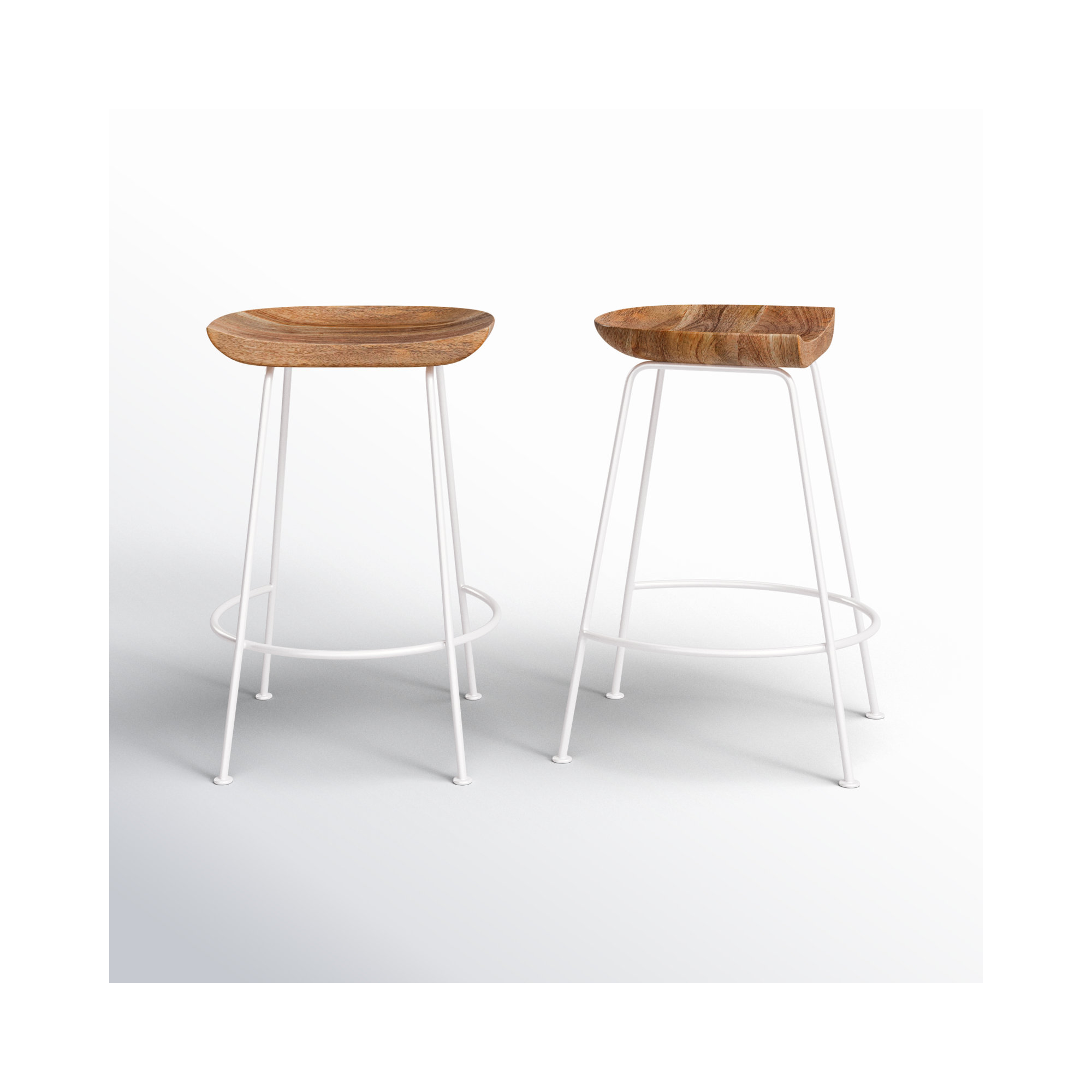Samanthia Solid Wood Bar and Counter Stool, Counter Stool (24.5" Seat Height), Natural/White
