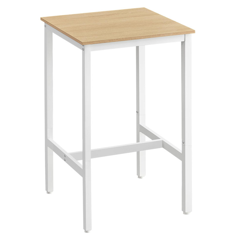 Belldas Square Metal Outdoor Bar Table , 60cm cm W 60cm cm D, White, Oak Beige