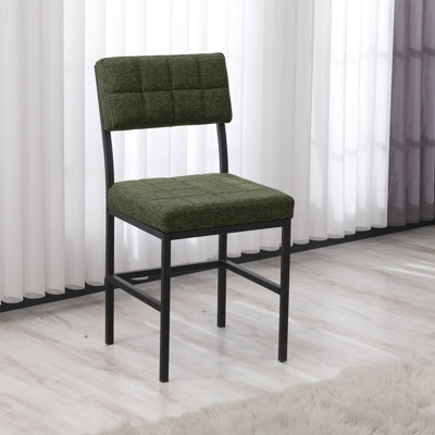 Modern Green Chair, 100% Metal Frame, 15.7 x 32.3 x 15.7 inches | 100% Linen Fabric, Easy-Clean, 22 DNS Foam, 330 lbs Capacity | Stylish & Durable Design for Home or Office
