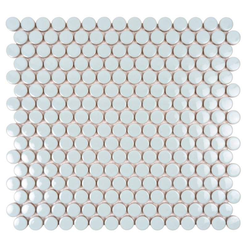 Cirkel 11.46'' W x 12.4'' L Porcelain Tile Mosaic Sheet, Light Turquoise