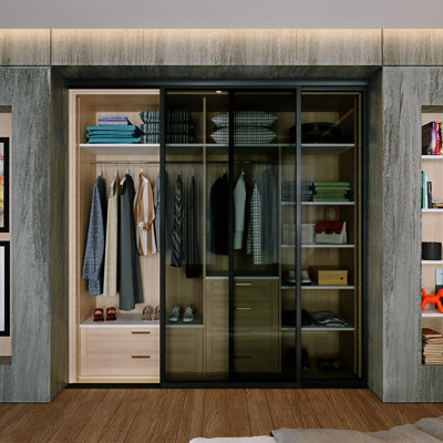 2 Panel Lite Smoked Glass Sliding Closet