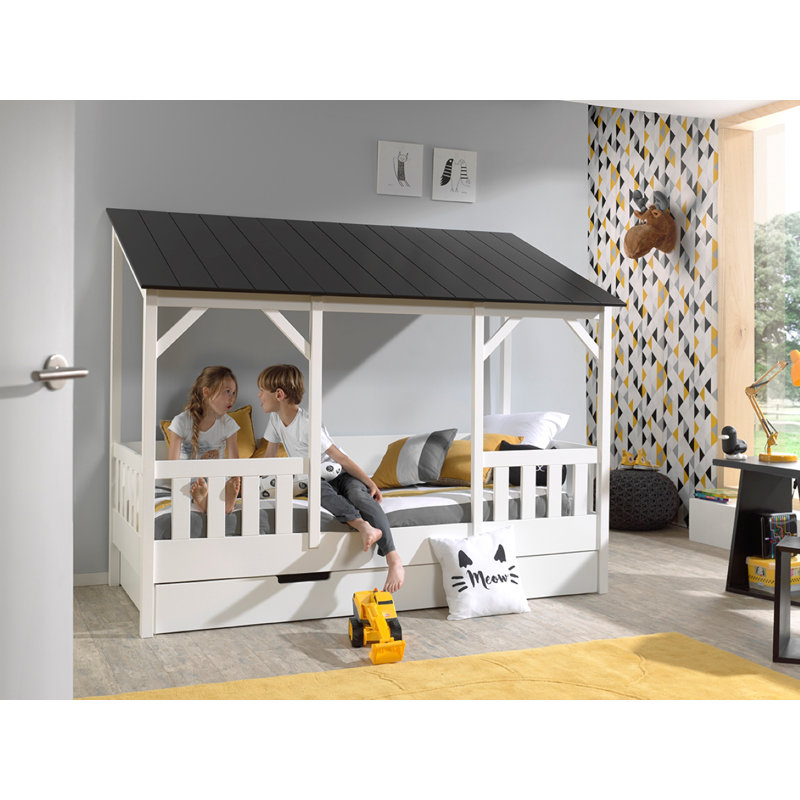 European Single (90 X 200Cm) Solid + Manufactured Wood Bed by Vipack, Black