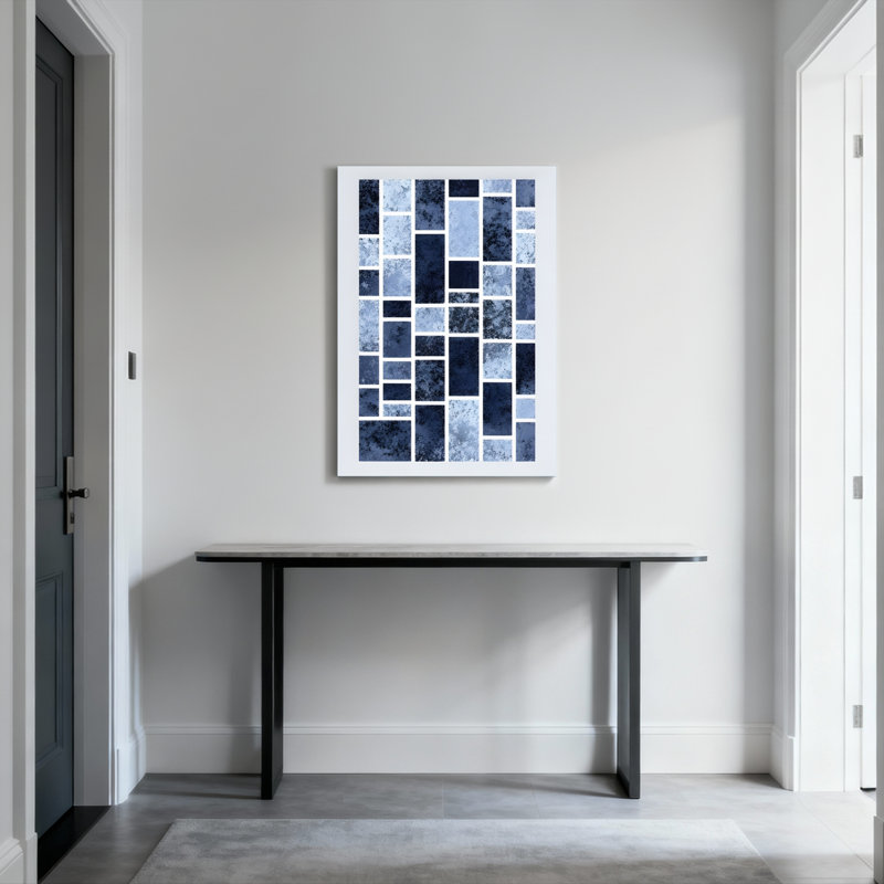 Ensemble de 1 tableau sur toile à motif géométrique abstrait bleu, H 30 po x l 20 po