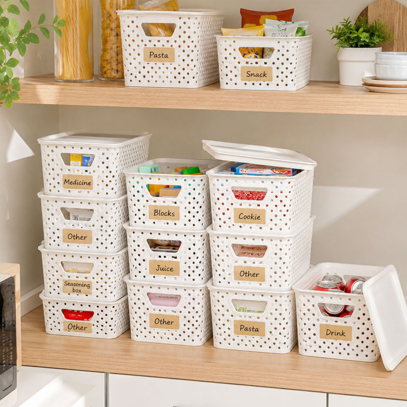 10 Pack Plastic Storage Bins with Lids and Handles