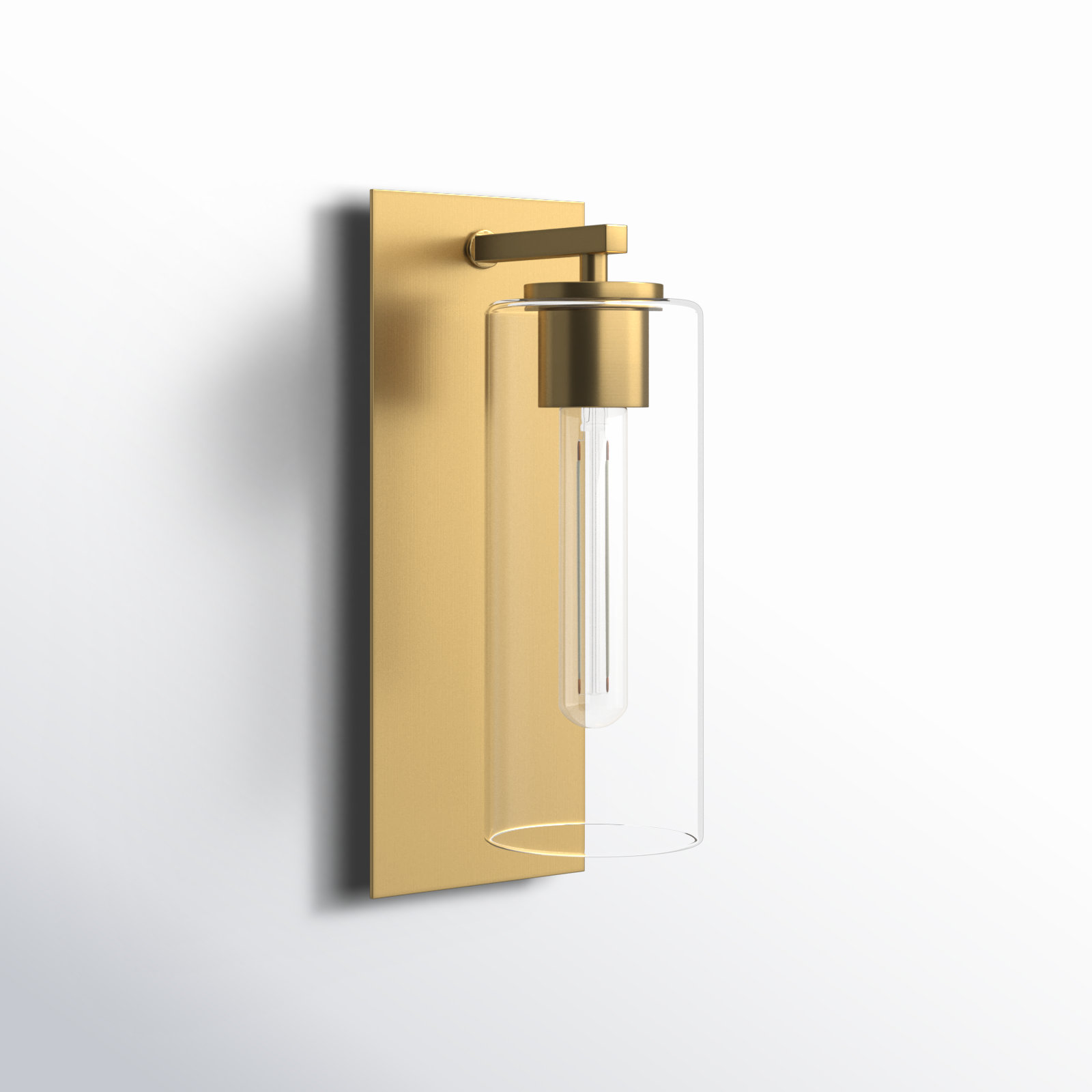 Chimere Single Light Glass Steel Dimmable Armed Sconce, Lacquered Brass