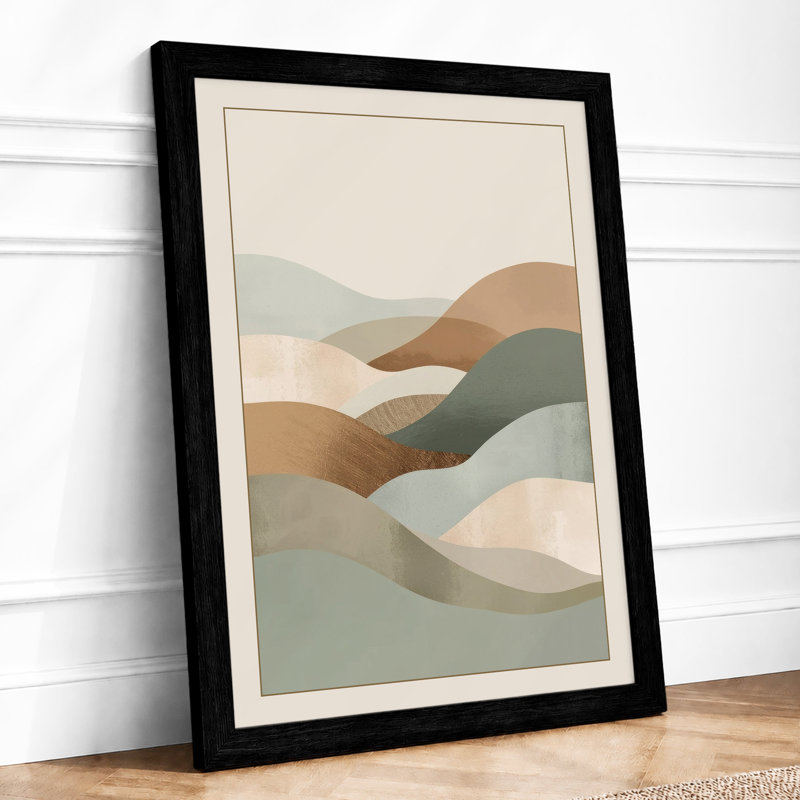 Undulating Horizons Minimalist - Framed Print, A4 - 29.7 x 21.0 cm, Black
