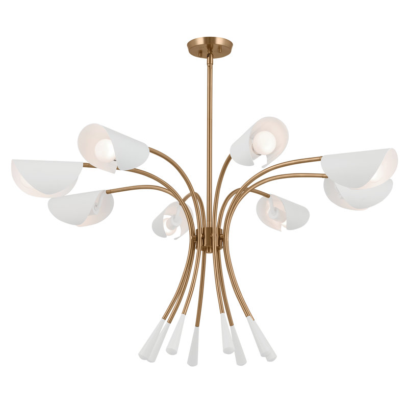8 - Light Steel Dimmable Classic / Tradional Chandelier, Champagne Bronze, White