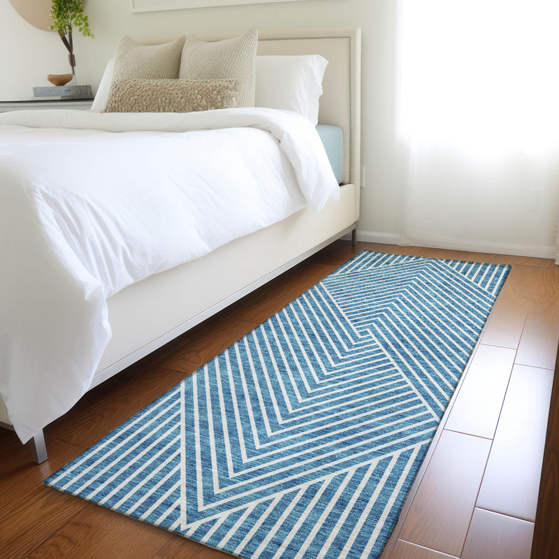 Premium Machine Washable Prisco Teal Rug, Runner 2'3" x 7'6"