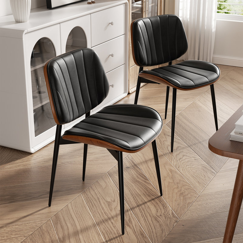 Stylish Faux Leather Dining Chairs: Elegant Side Chairs For Dining Rooms, Kitchens, And Living Spaces, 6, Black
