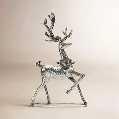 2-Piece Hammered Metal Reindeer Accent Set