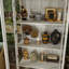 Modern Grey Oak Glass Door Display Cabinet With Warm White LED Lighting