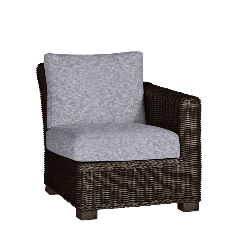 Rustic Patio Lounge Chair with Cushions, Welt, Natural White, Black Walnut