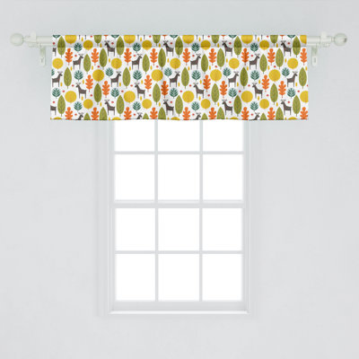 Ambesonne Woodland Valance Pack of 2 Forest Trees Mushroom Deer Multicolor -  val-2_83363_12x54