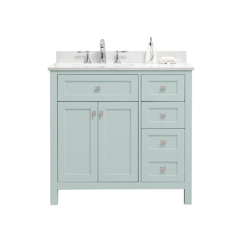 Ensemble de meuble-lavabo sur pied simple 36 po avec comptoir et lavabo Juniper, Menthe Julep
