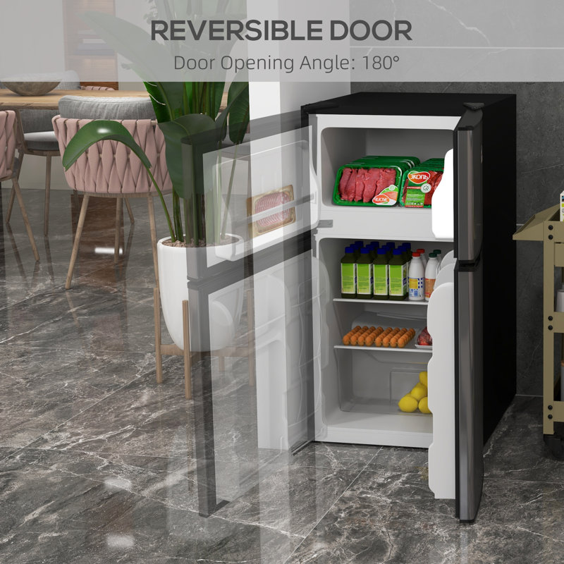 3.2 Cu Ft Mini Fridge with Freezer Adjustable Shelf Reversible Doors