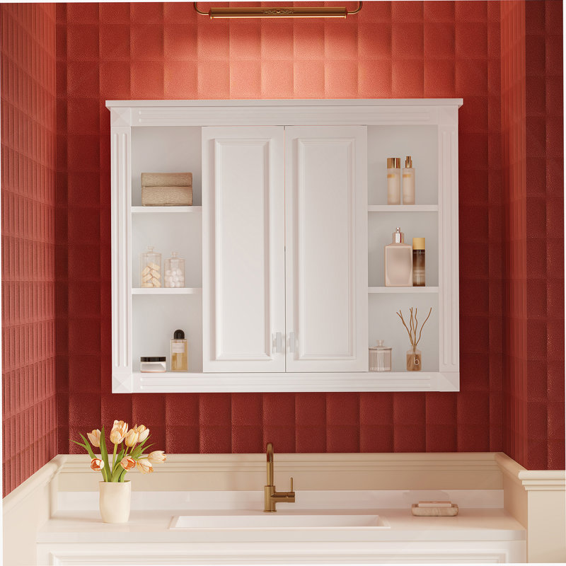 Armoire de rangement pour salle de bain avec 1 tablette réglable, armoire murale avec charnières à fermeture douce