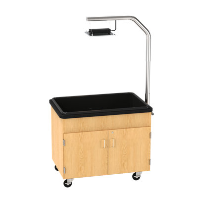 Diversified Spaces Classroom Hydroponics Growing System, Oak/Silver, Mobile, Educational, Full-Spectrum Lighting, Locking Cabinet, Adjustable Timers, Made in the USA