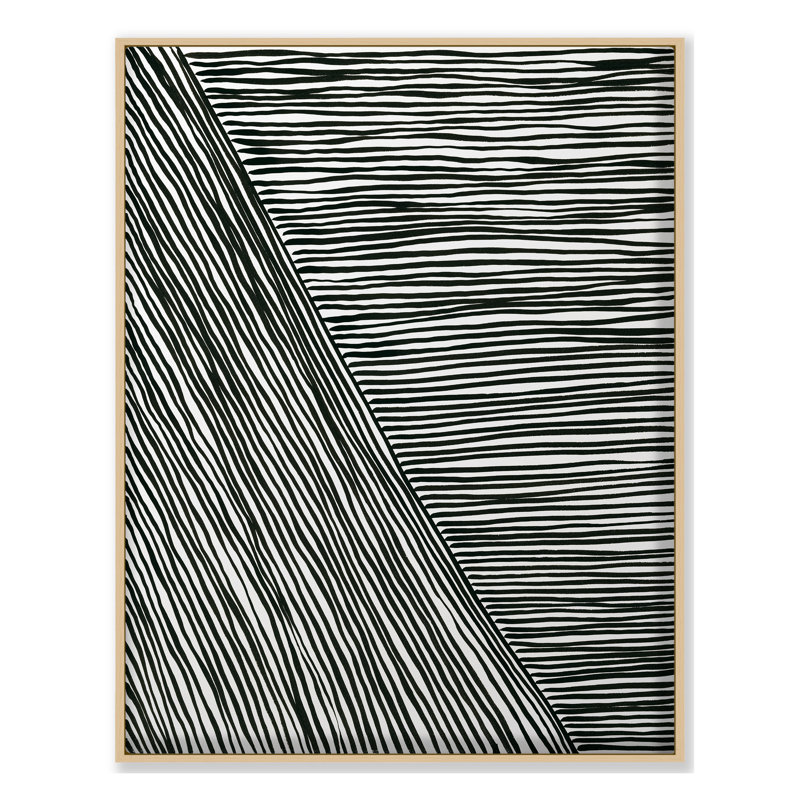 Ensemble de construction printemps 2019 noir et blanc à rayures 4 encadrées sur toile par Hable, H 32 po x l 25 po