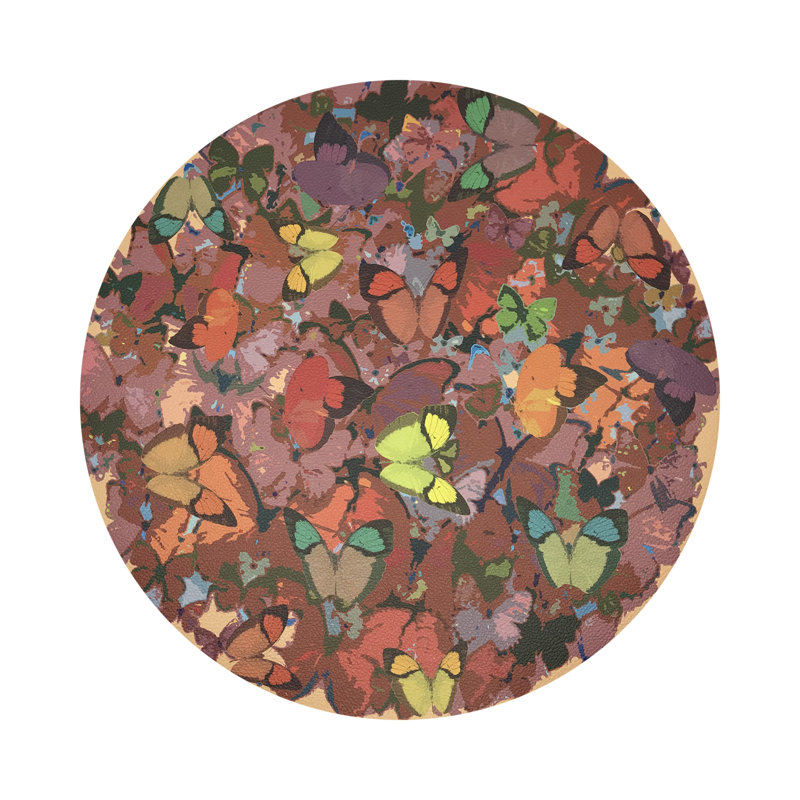 Mariposa Vegan Leather Round Pebble Placemat, Ochre