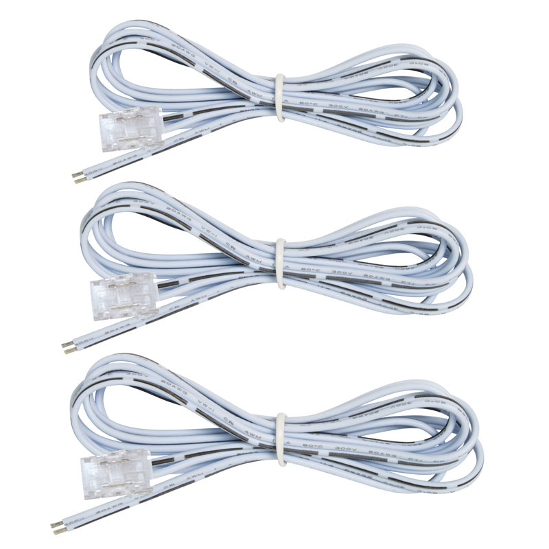 48" White COB Tape to Wire Connector 3 Pack