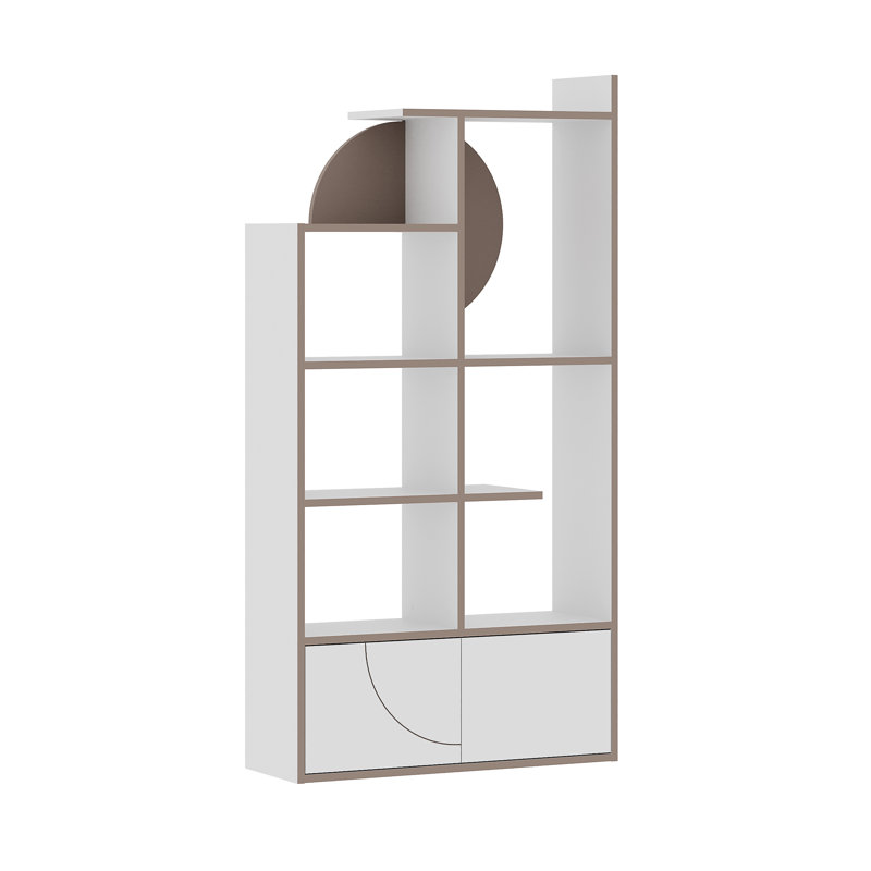 Bibliothèque standard H 65 "x l 33,5" Ostara, Blanc / moka clair