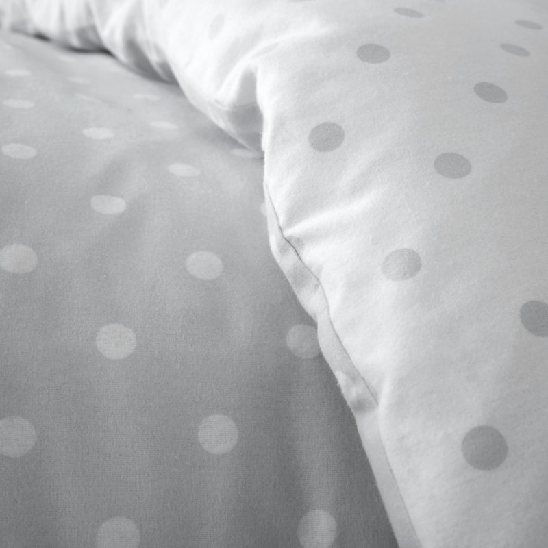 Dotty Duvet Cover Set, 135 x 200cm Duvet Cover + 1 Standard Pillowcase, Grey