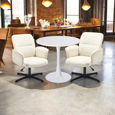 3-Piece Stylish Adjustable Swivel Chairs and Round Table Set for Restaurants Cafes and Commercial Spaces
