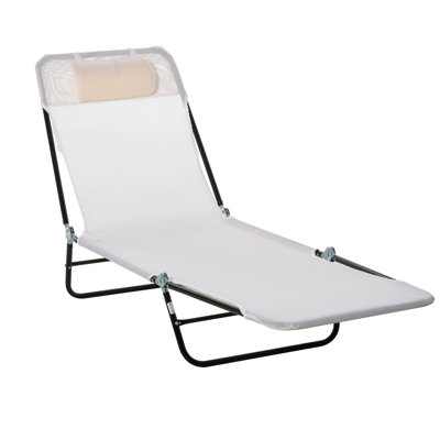 Chaise longue pliante, chaise longue de bronzage, chaise longue d'extérieur avec dossier inclinable, siège en filet respirant, appui-tête pour la plage, la cour, le patio