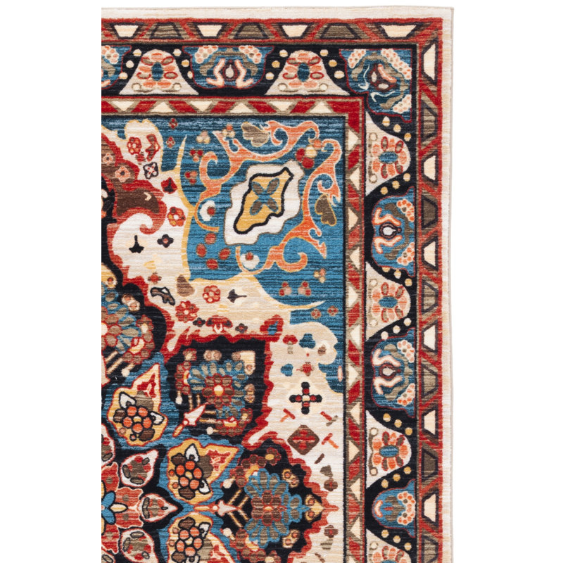 Manado Oriental Blue/Beige Area Rug, Rectangle 7'9" x 10'