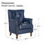 Fauteuil Redi vintage à oreilles de 75 cm de large, recouvert de similicuir et doté de pieds en bois massif.-129167337