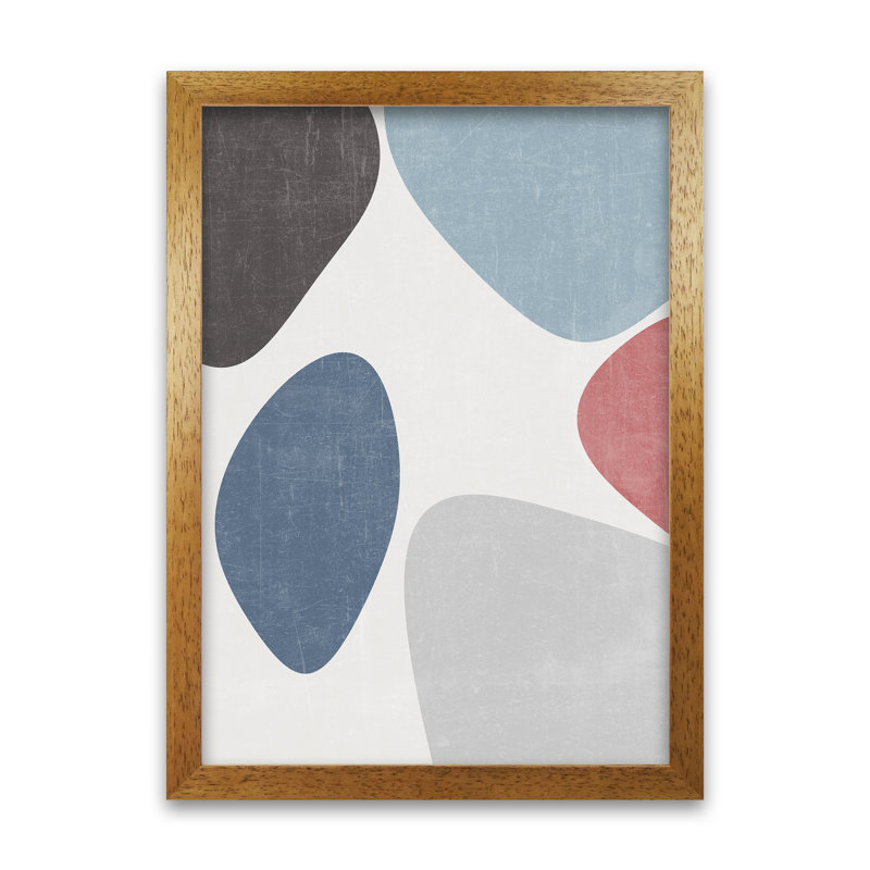 Blues Abstract Original - Print, Oak Frame, 42cm H x 30cm W x 3cm D