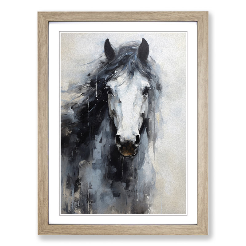 Shire Horse Impressionism Framed Print, 34cm H x 25cm W x 2cm D, Oak