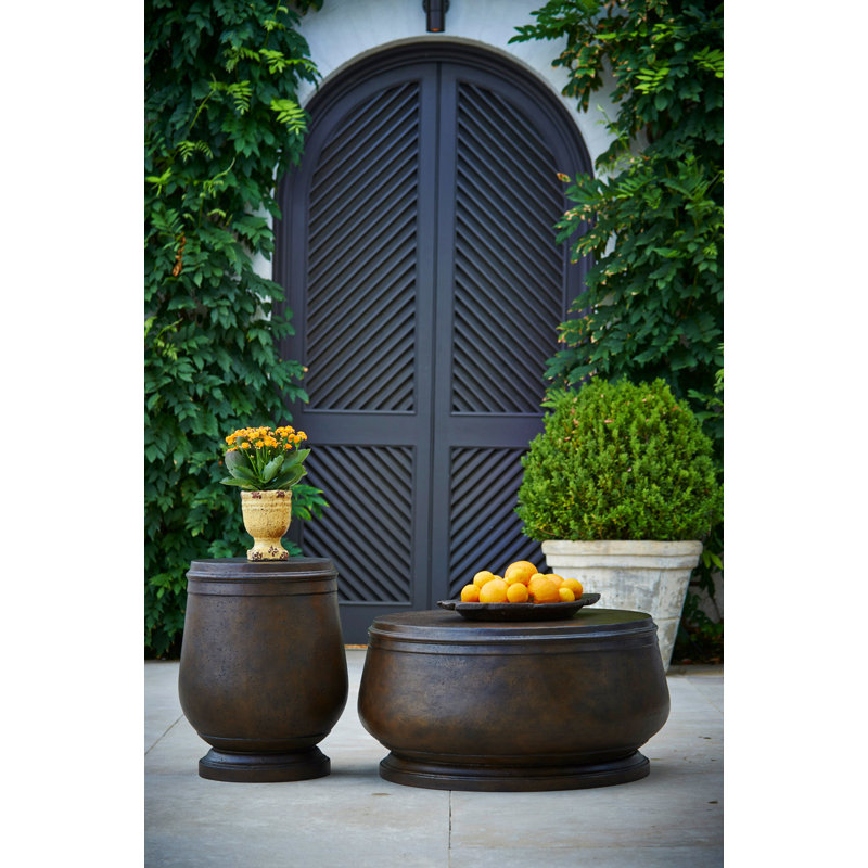 Hudson Outdoor Round Side Table, 17.5" Diameter, Cappuccino
