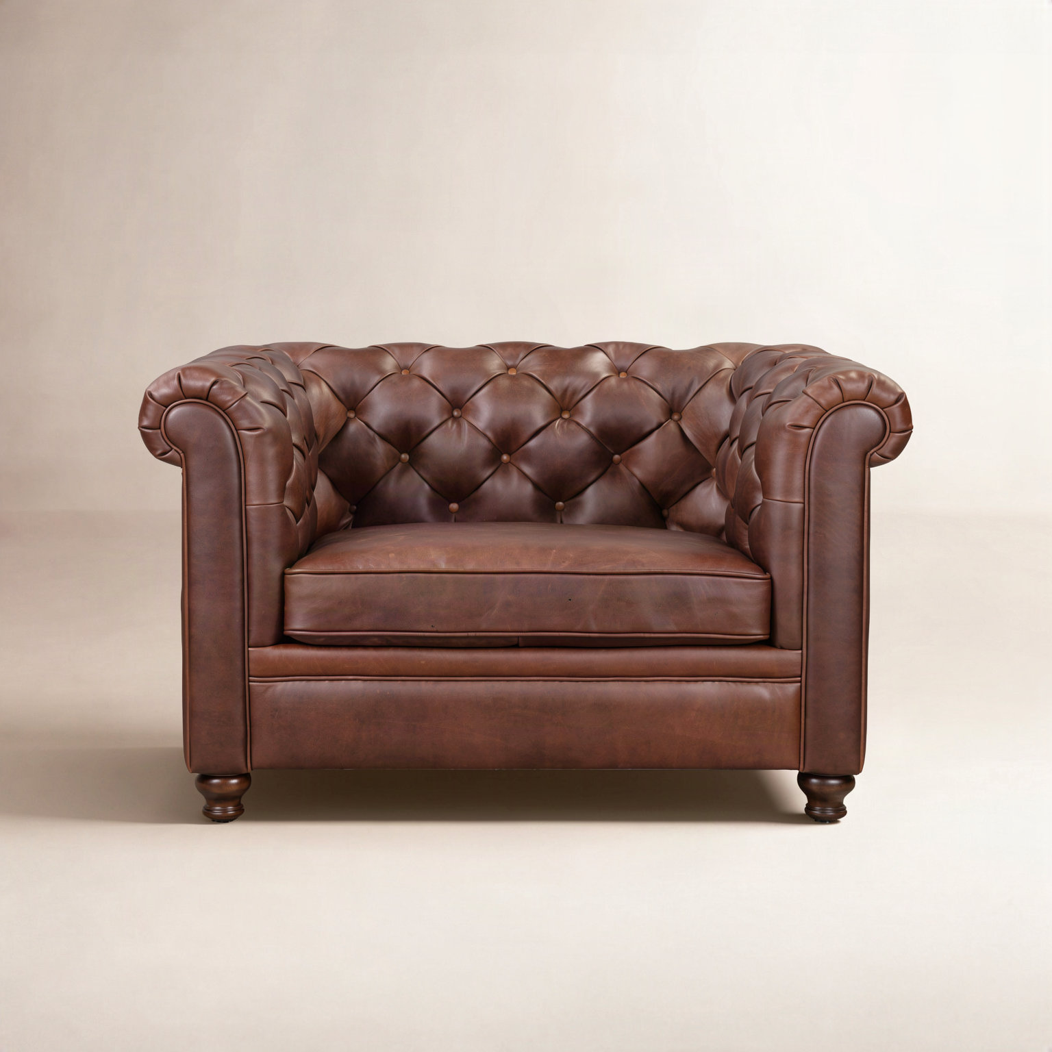 Lyon Genuine Leather Club Chair, Oscuro Brown