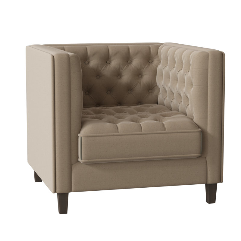 Jess Upholstered Armchair, M9463 Linen, Brown Mahogany