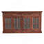 Buffet en bois de cerisier émaillé, 4 tiroirs, 4 tablettes avec 2 portes, finition châtaignier, brun