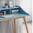 Roskilde Mid-Century Modern Wood Writing Desk With Hutch, Blue