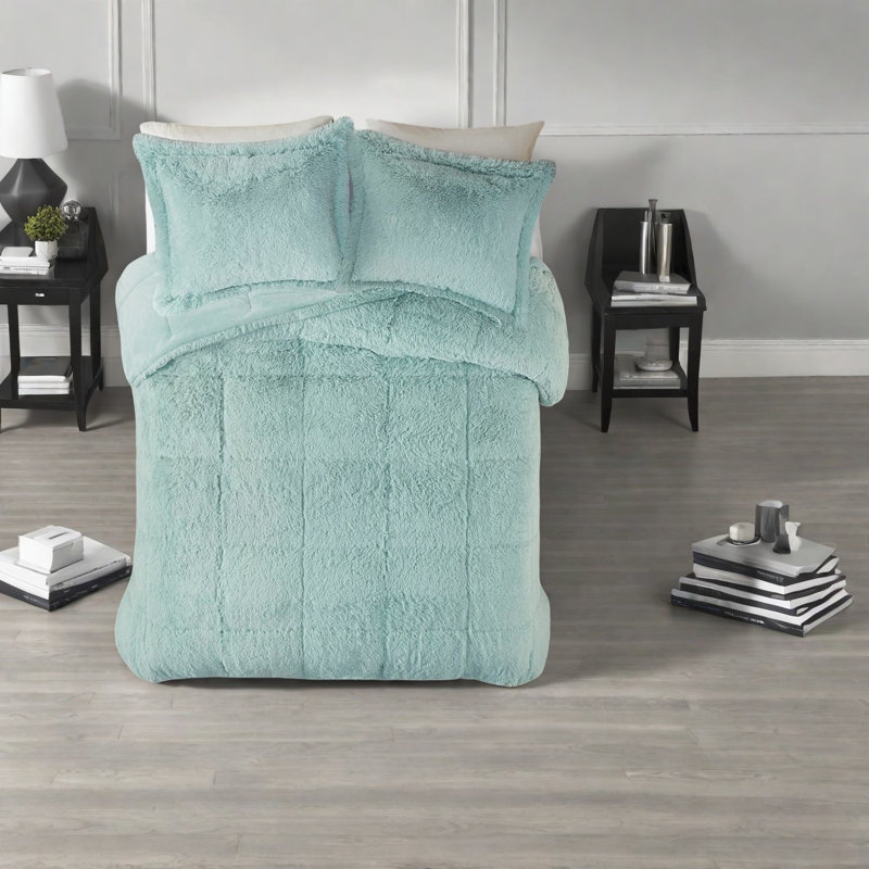 Ensemble de literie confortable en fourrure longue à poils longs, polyester, chambre à coucher moderne