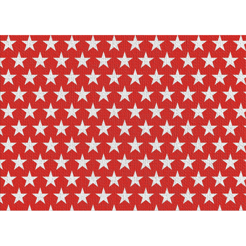 Star Red Area Rug, Rectangle 5' x 7'