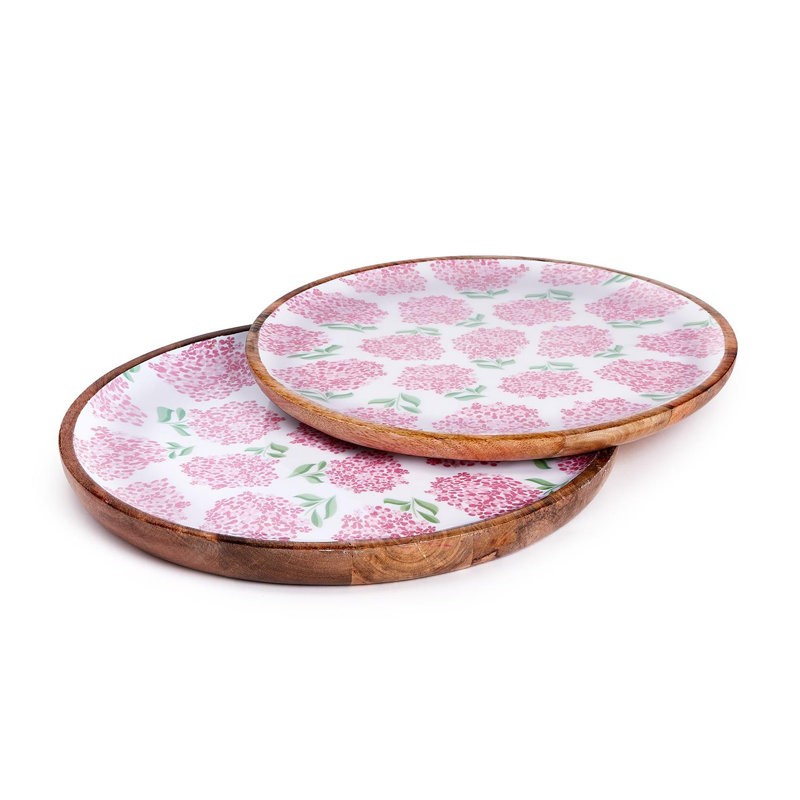 Ensemble de 2 plateaux de service en bois de manguier rose 18 po