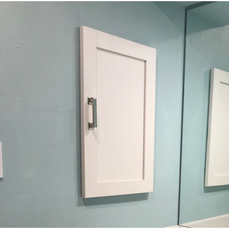 Frontline Shaker Recessed Frameless 1 Door Medicine Cabinet with Adjustable Shelves, Unfinished Wood, 24" H x 14" W x 3.5" D