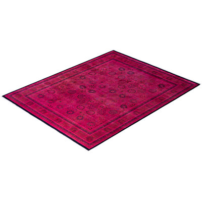 Tapis rose contemporain en laine noué à la main Chelan 8 pi 1 po x 10 pi 3 po