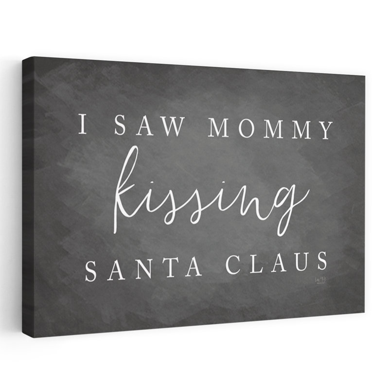 «Kissing Santa Claus», art abstrait contemporain hivernal, H 48 po x l 32 po