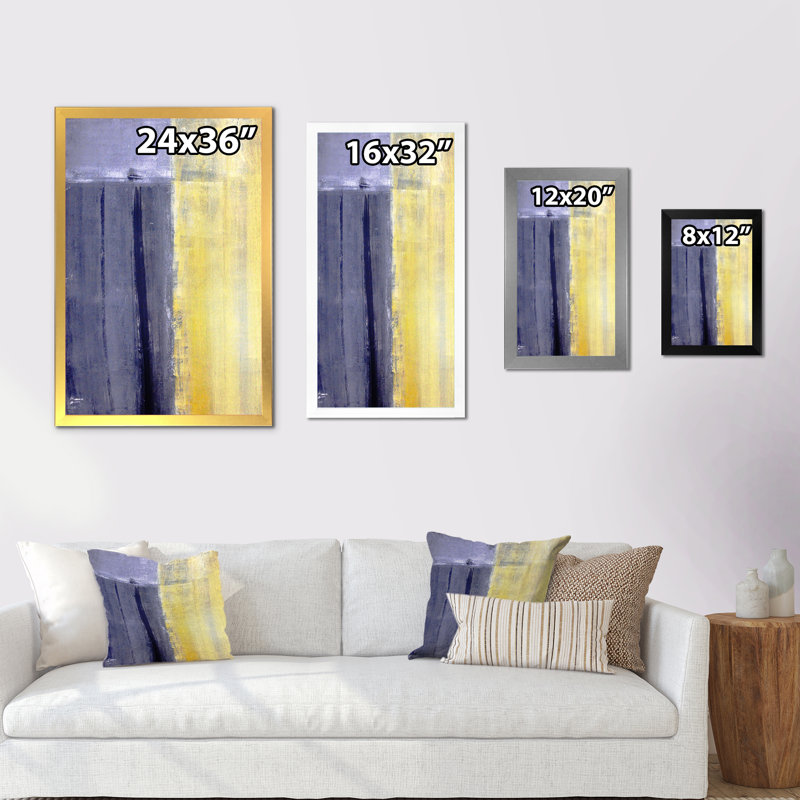 Gris et jaune, art abstrait II - décoration murale moderne et contemporaine en toile, Impression noire sur toile encadrée