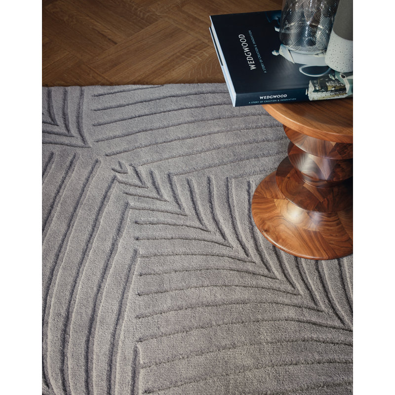 Folia Hand Tufted Wool Area Rug in Gray, Rectangle 8'2" x 11'6"